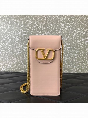 VALENTINO LOCO calf leather chain phone case WP0Z11 pink