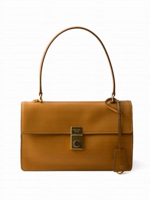 Prada Soft Sound Medium Leather Shoulder Bag 1BN023 Coffee