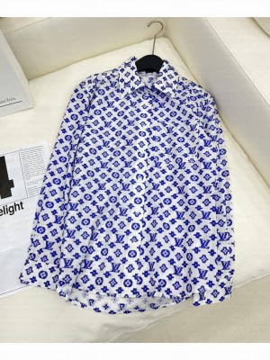 Louis Vuitton Women's Monogram Pattern Shirt Blue