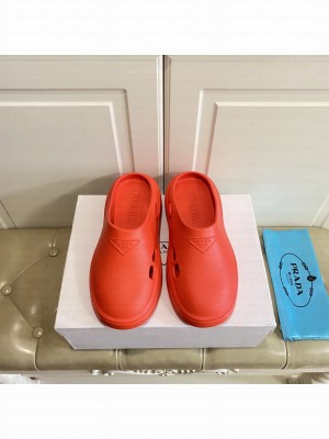 Prada Unisex Foam Rubber Mules 2022 Collection,Red