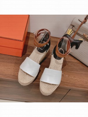 HERMES HEEL 8.5CM PLATFORM 5CM TIPOLI WEDGE ESPADRILLES 04