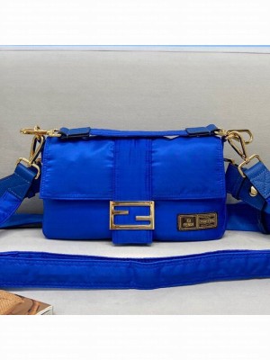 Fendi Men's Baguette Porter Nylon Medium Shoulder Bag/Belt Bag Blue  2021 Collection