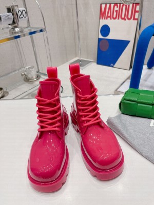 Bottega Veneta Stride Lace-up rubber Boots Fuchsia 2022 Collection