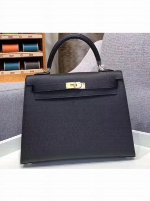 Hermes Kelly 25cm Bag in Original Epsom Leather Black