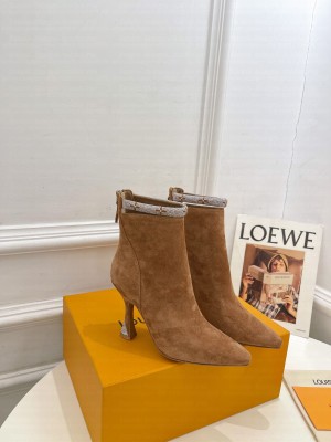 Louis Vuitton Sparkle Crystal Boots 9.5cm in Suede Brown 2023