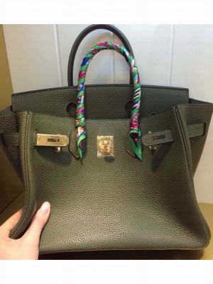 HERMES BIRKIN BAG 35 green togo leather with gold/silver hardware