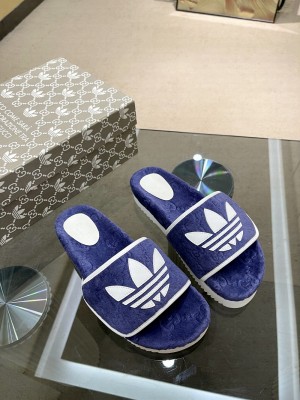 Adidas x Gucci women's platform GG cotton sponge sandal 2022 Collection 05