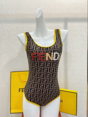 Fendi Logo Print Swimsuit Blue 2022 Collection 076