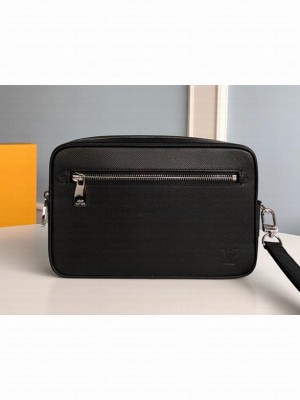 Louis Vuitton Men's Kasai Clutch in Taiga Leather Black M33409