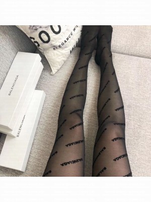 Balenciaga Flocked Logo Tights Black 01 2019 Collection