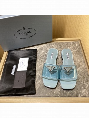 Prada Plexiglas Sandals Slides Flats 2022 Collection,Blue