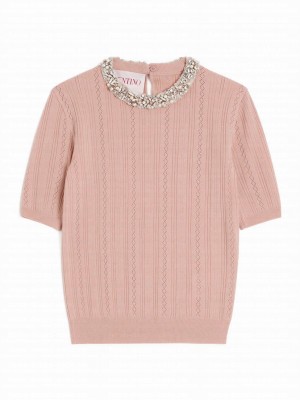 Valentino Women's Embroidered Sweater Pink