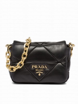 Prada System Nappa Patchwork Shoulder Bag 1BD292 Black