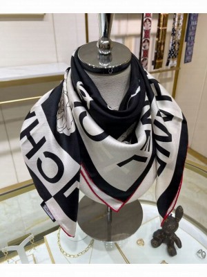 Chanel Women's Camellia Printed Square Scarf Black