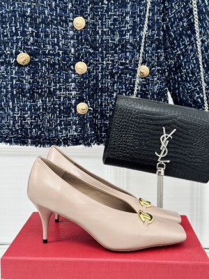 Valentino Vlogo Calfskin 75mm Pump Beige