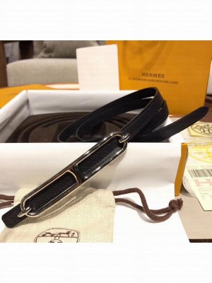 Hermes Width 1.3cm Swift & Epsom Leather Reversible Belt With Long Buckle Black 2020 Collection
