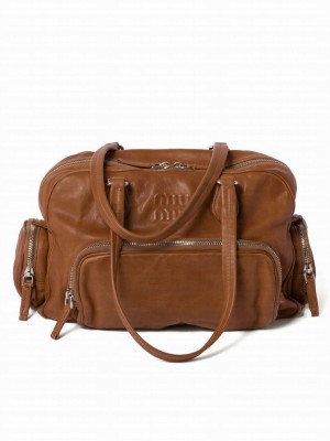 Miumiu Nappa Leather Top-handle Bag Coffee
