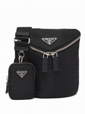 Prada Re-Nylon And Leather Shoulder Bag 2VH147 Black