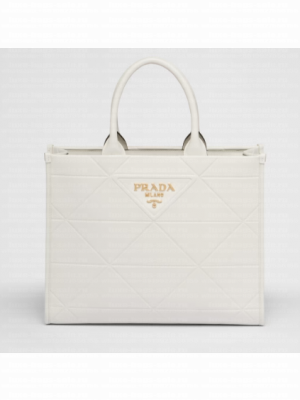 Medium leather Prada Symbole bag with topstitching 1BA378 white