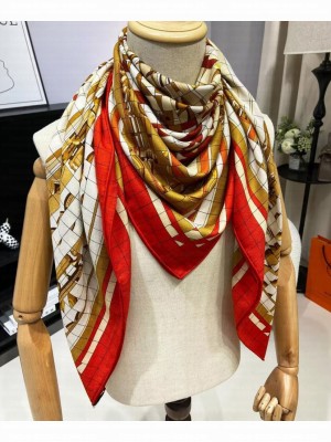 Hermes Women's Coaching Deja-Vu Scarf Orange