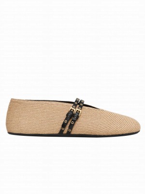 Alaia Women's Ballet Flats In Paper Straw Apricot