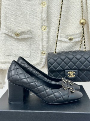 Chanel Women's Quilted Lambskin Leather Pumps Black