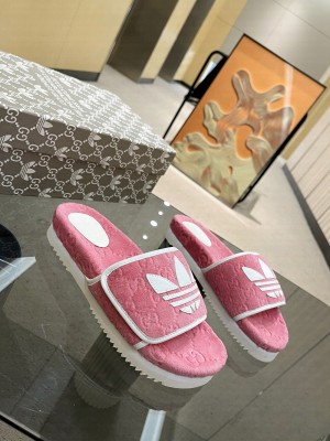 Adidas x Gucci women's platform GG cotton sponge sandal 2022 Collection 08