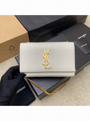 SAINT LAURENT KATE SMALL IN GRAIN DE POUDRE EMBOSSED LEATHER 469390 white