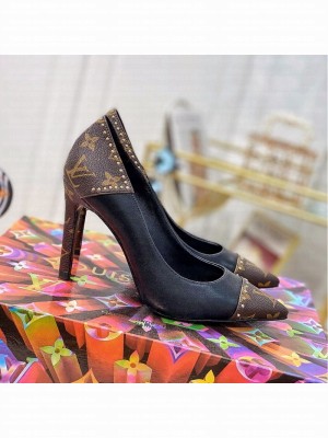 Louis Vuitton Cherie Pump 9.5cm in Studded Monogram Canvas Black 2021 Collection