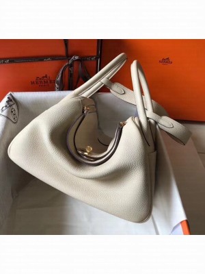 Hermes Lindy 30cm Bag In Togo Calfskin Leather Off-white 2020 Collection