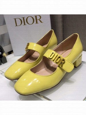 Dior Patent Calfskin Mary Janes Pumps Yellow Spring/Summer 2021 Collection
