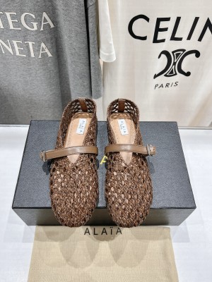 Alaïa BALLET FLATS IN BRAIDED LAMBSKIN BROWN 2025