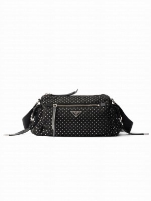 Prada Re-Nylon Bag With Studs 1BC236 Black