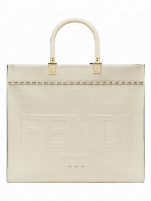 Fendi Sunshine Medium Leather Shopper 8BH386 Cream
