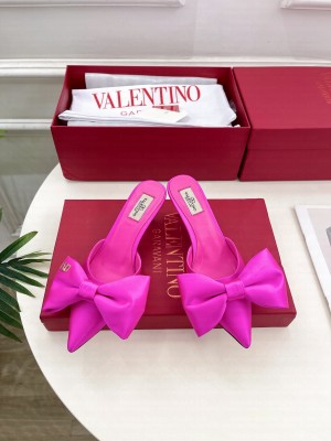 VALENTINO UN CHÂTEAU BOW MULES SATIN 60MM PURPLE
