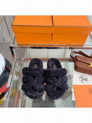 Hermes woolskin Oran Flat Slide Sandals 141 2022 Collection
