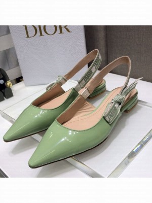 Dior J'Adior Slingback Ballerinas Flats in Green Patent Calfskin Spring/Summer 2021 Collection
