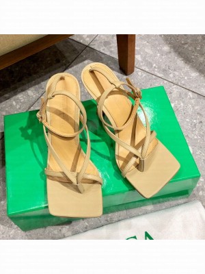Bottega Veneta Stretch Lambskin Strap Sandals 9cm Beige  2021 Collection