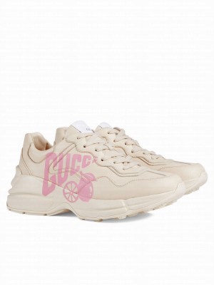 Gucci Unisex Rhyton Sneaker With 'Lemon Gucci' Print Cream