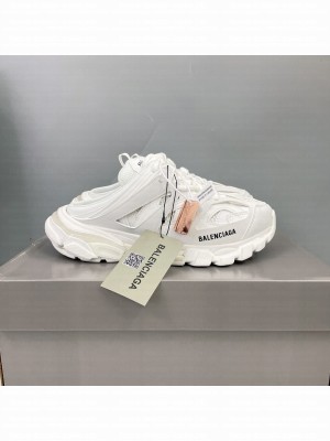 Balenciaga Unisex Track Mules in Mesh and Nylon All White  2021 Collection