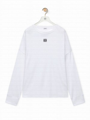Loewe Women's Oversized Fit Long Sleeve T-shirt In Cotton White