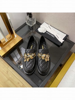 Chanel Chain Lambskin With Jewelry Loafers G38922 Black 2022 Collection 