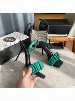 Alexander Wang julie scrunchie slingback heel 10.5 in satin Green 2022 Collection