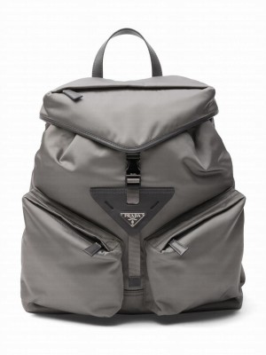 Prada Hot-nylon and leather backpack Gray