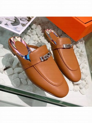 Hermes Calfskin Oz Mules Brown (2) 2020 Collection