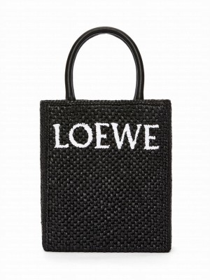 Loewe Standard A5 Tote Bag In Raffia Black