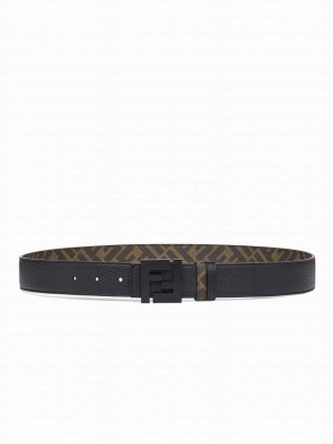 Fendi Leather And Fabric Belt Coffee