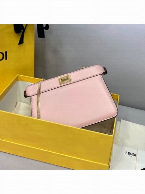 Fendi Peekaboo I See U Pochette Leather Chain Bag Pink 2021 Collection