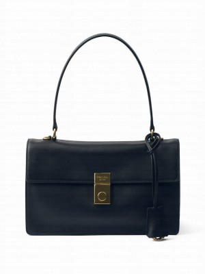 Prada Soft Sound Medium Leather Shoulder Bag 1BN023 Black
