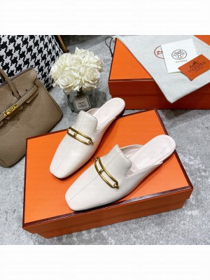 Hermes Esmee Mule with Iconic Roulis Buckle White 2022 Collection